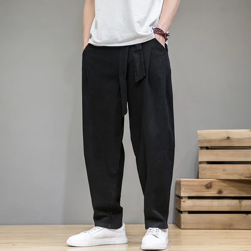 Men’s Relaxed Tie - Waist Pants – Minimalist Casual Draped Silhouette