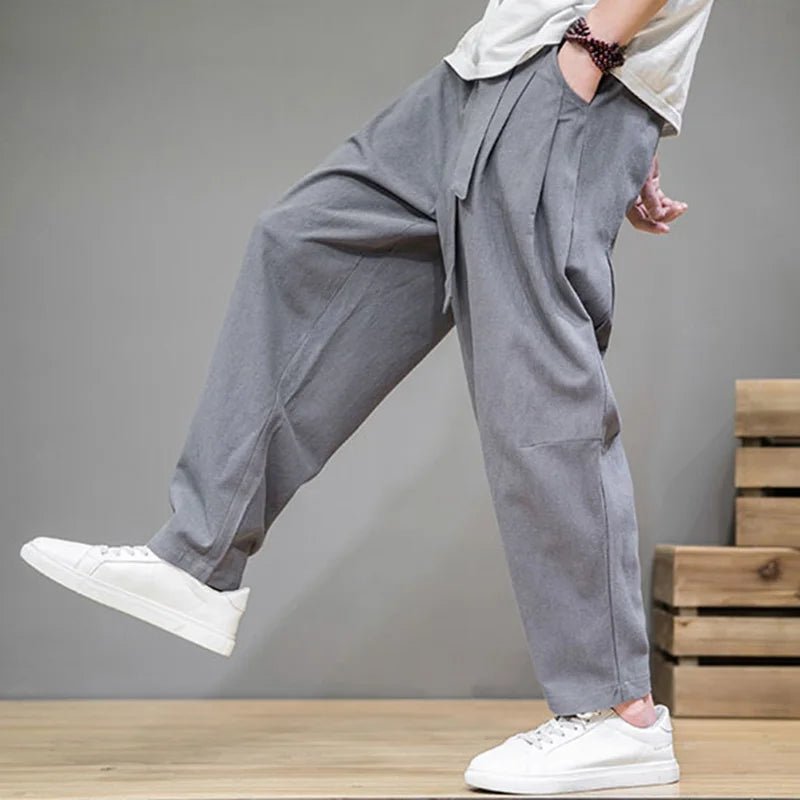 Men’s Relaxed Tie - Waist Pants – Minimalist Casual Draped Silhouette