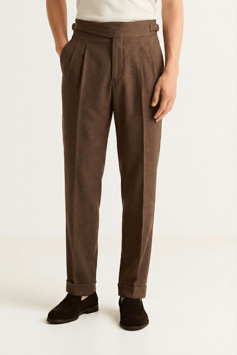 Men’s Relaxed Twin - Pleat Pants – Tailored High - Waist Design with Back Welt Pockets