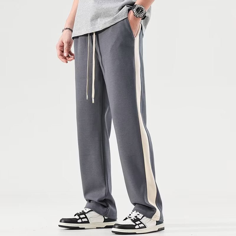 Men’s Relaxed Wide - Leg Pants with Drawstring Waist and Side Stripe Detail