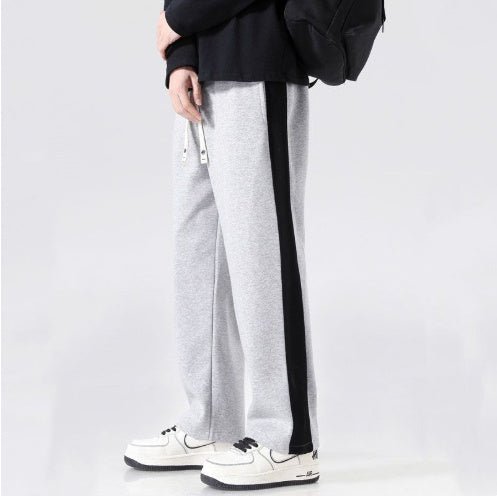 Men’s Relaxed Wide - Leg Pants with Drawstring Waist and Side Stripe Detail