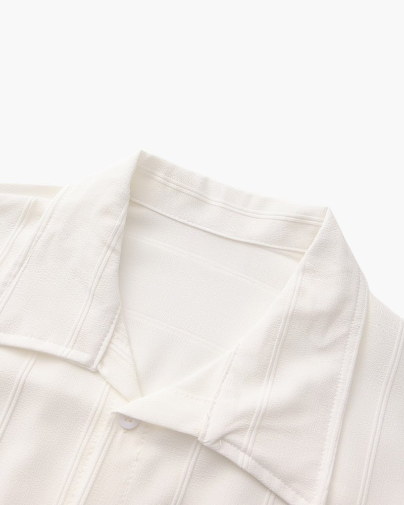 Men’s Ribbed Long Sleeve Button - Up Shirt with Chest Pockets