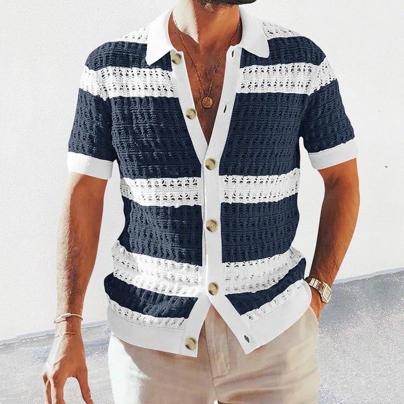Men’s Short Sleeve Button - Front Knit - Style Shirt – Relaxed Summer Fit