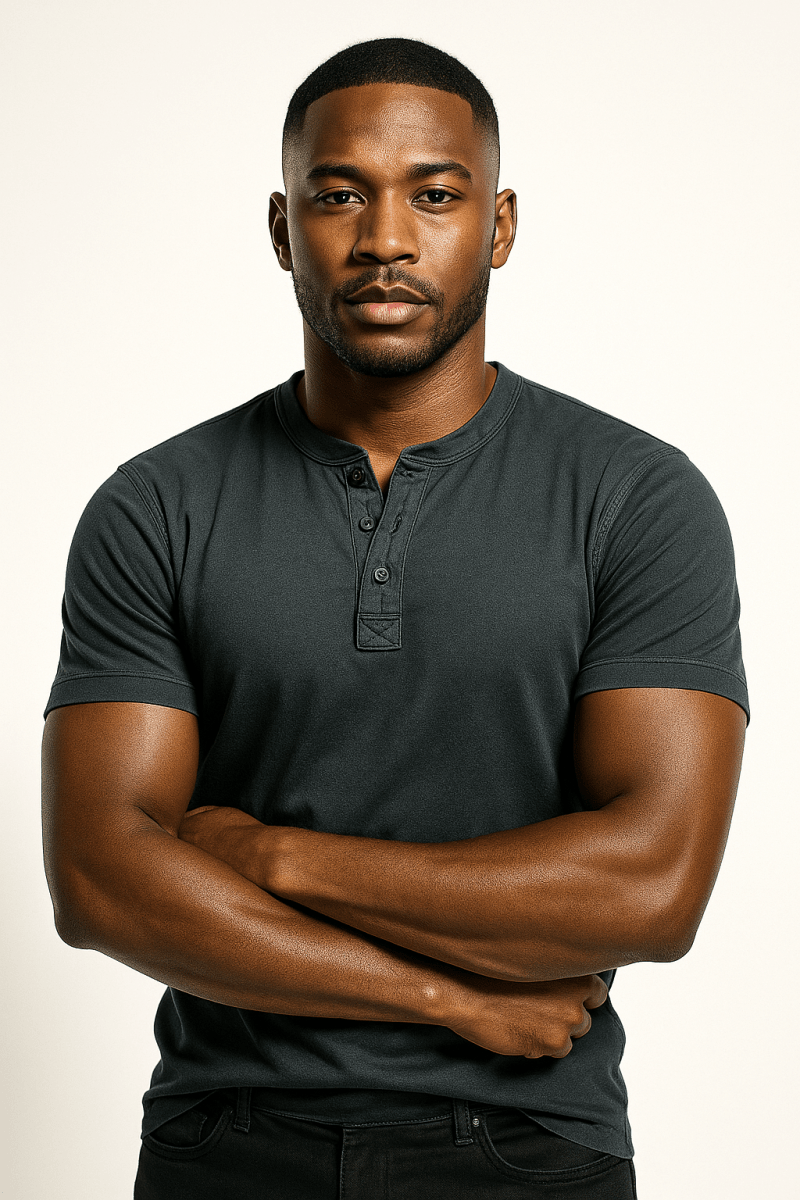 Men’s Short Sleeve Henley Shirt with Button Placket