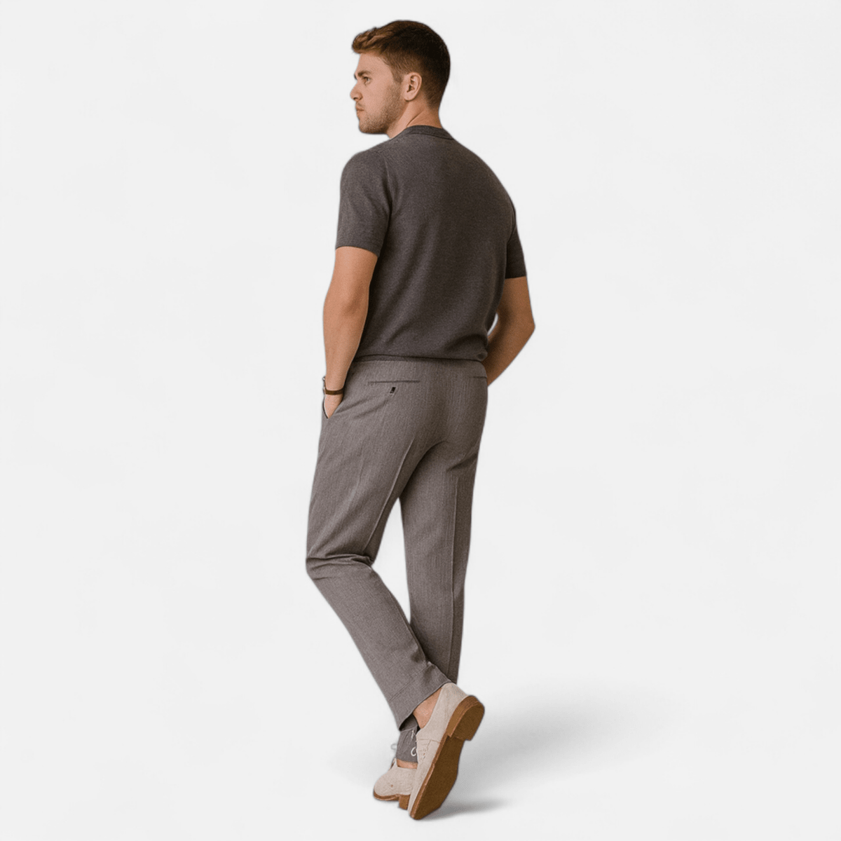 Men’s Short Sleeve Knit T-Shirt with Crew Neck, Ribbed Hem, and Clean Solid Finish for Casual Wear