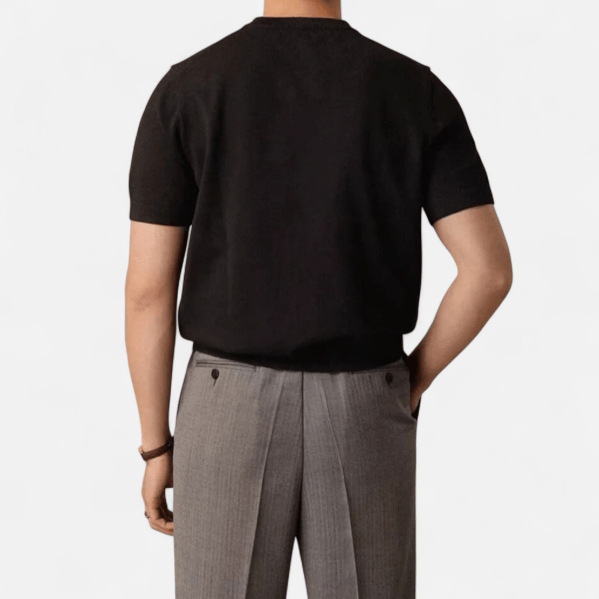 Men’s Short Sleeve Knit T-Shirt with Crew Neck, Ribbed Hem, and Clean Solid Finish for Casual Wear
