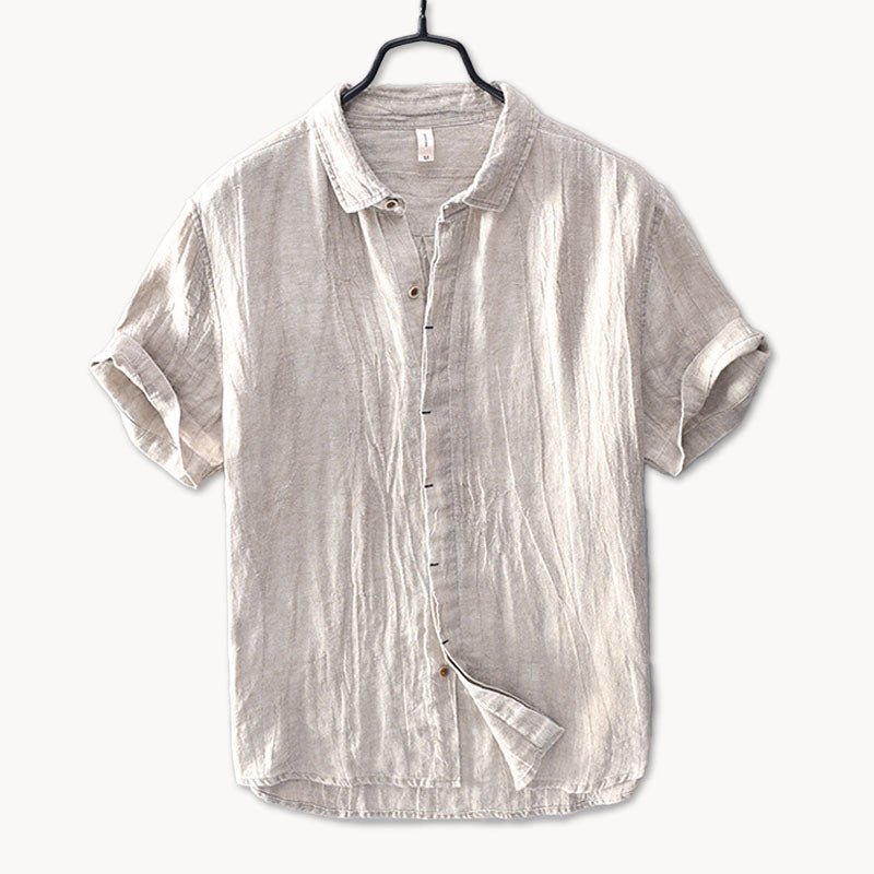 Men's Short Sleeve Linen Button - Up Shirt