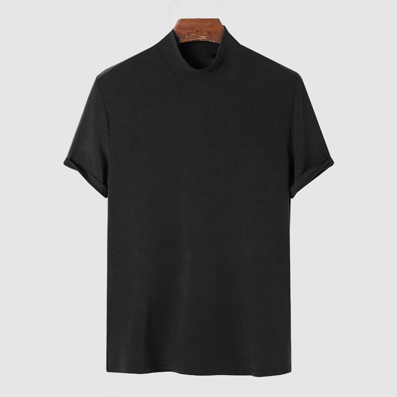 Men’s Short Sleeve Mock Neck Top with Fitted Silhouette
