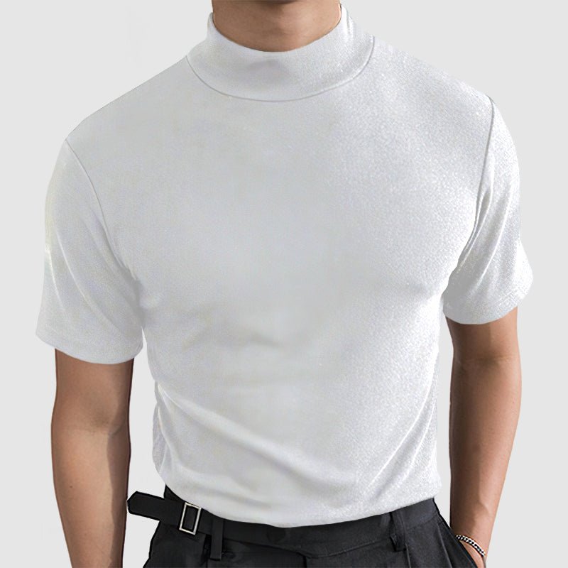 Men’s Short Sleeve Mock Neck Top with Fitted Silhouette