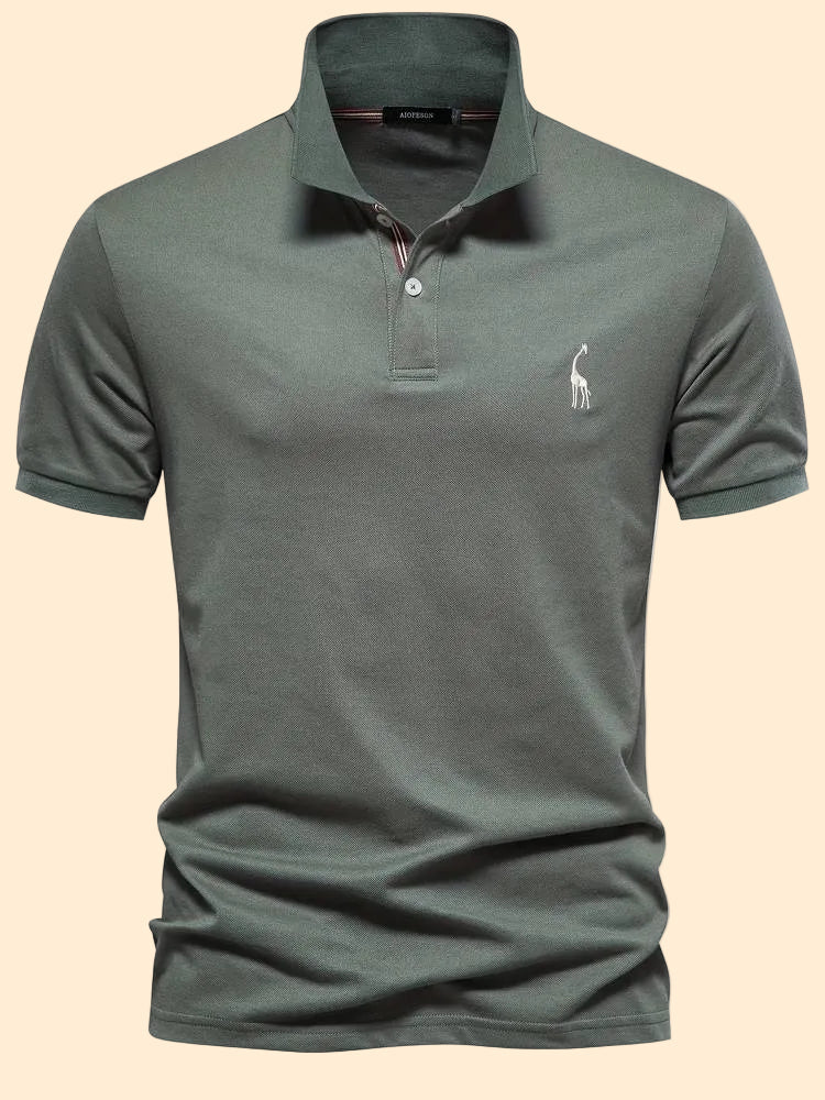 Men’s Short Sleeve Polo Shirt with Collar and Button Placket