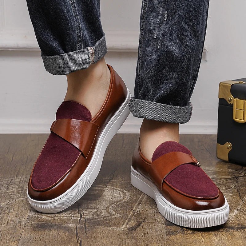 Men’s Slip - On Loafer Sneakers with Strap Detail and Two - Tone Upper