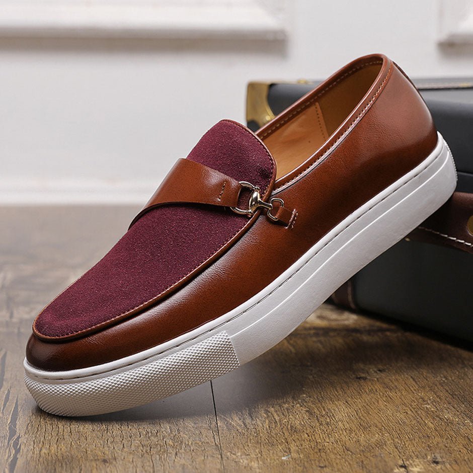 Men’s Slip - On Loafer Sneakers with Strap Detail and Two - Tone Upper