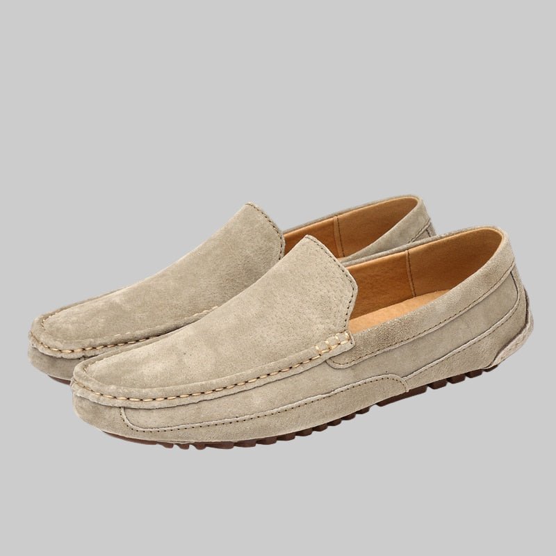 Men’s Slip - On Loafers with Moc Toe Stitching and Textured Outsole