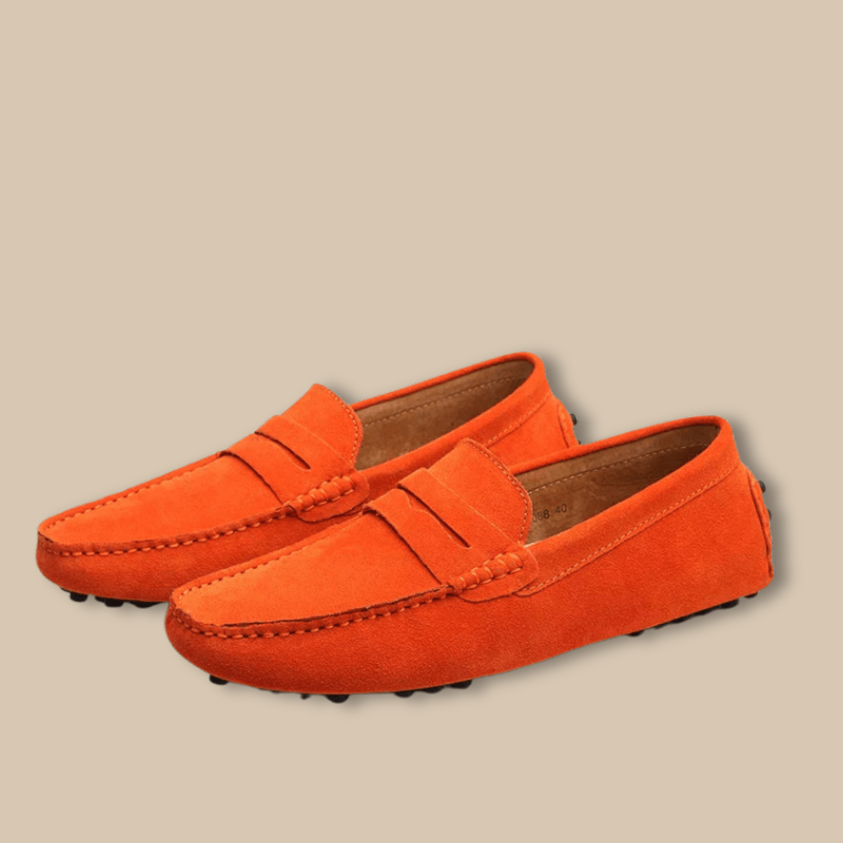 Men’s Suede Slip - On Loafers with Penny Strap and Moc Toe Stitching