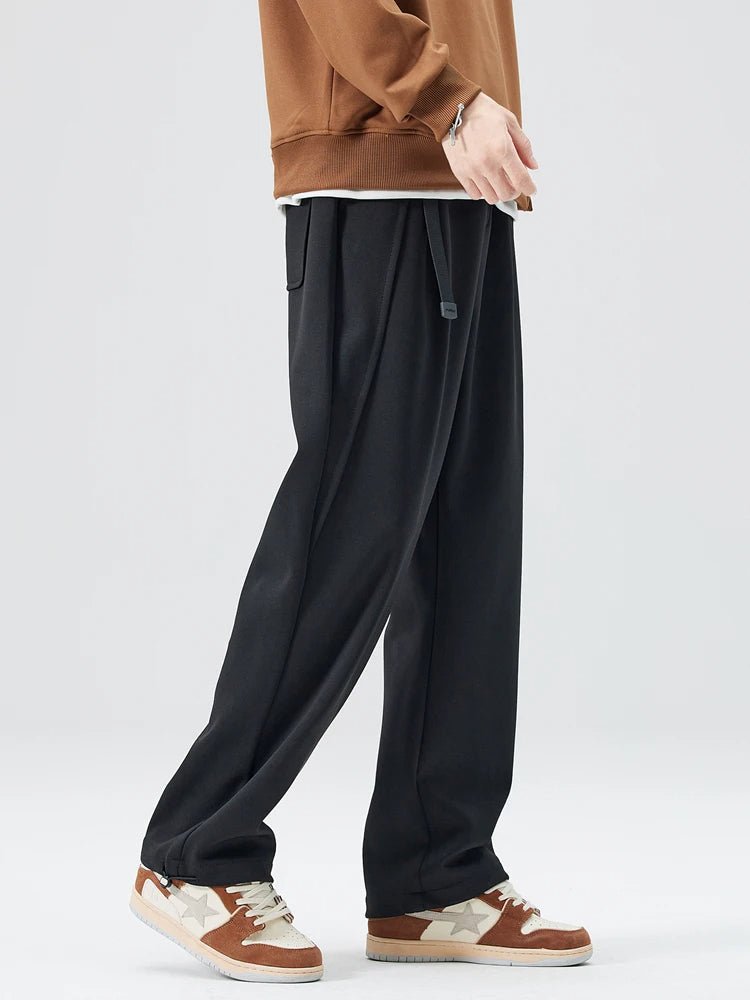 Men's Wide Leg Drawstring Waist Pants with Side Pockets