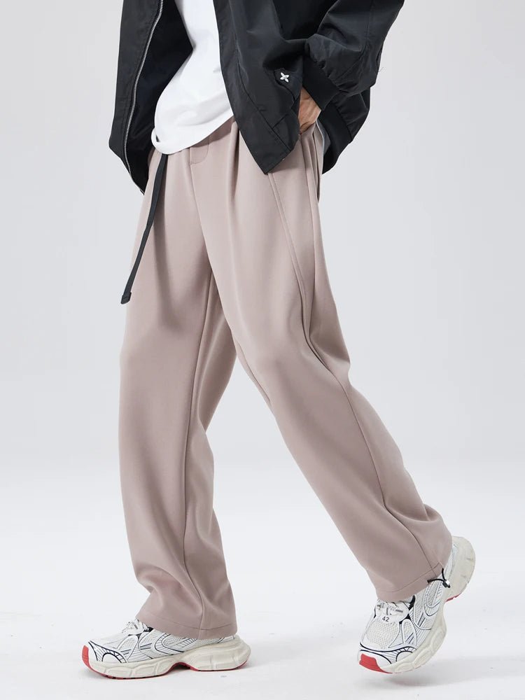 Men's Wide Leg Drawstring Waist Pants with Side Pockets