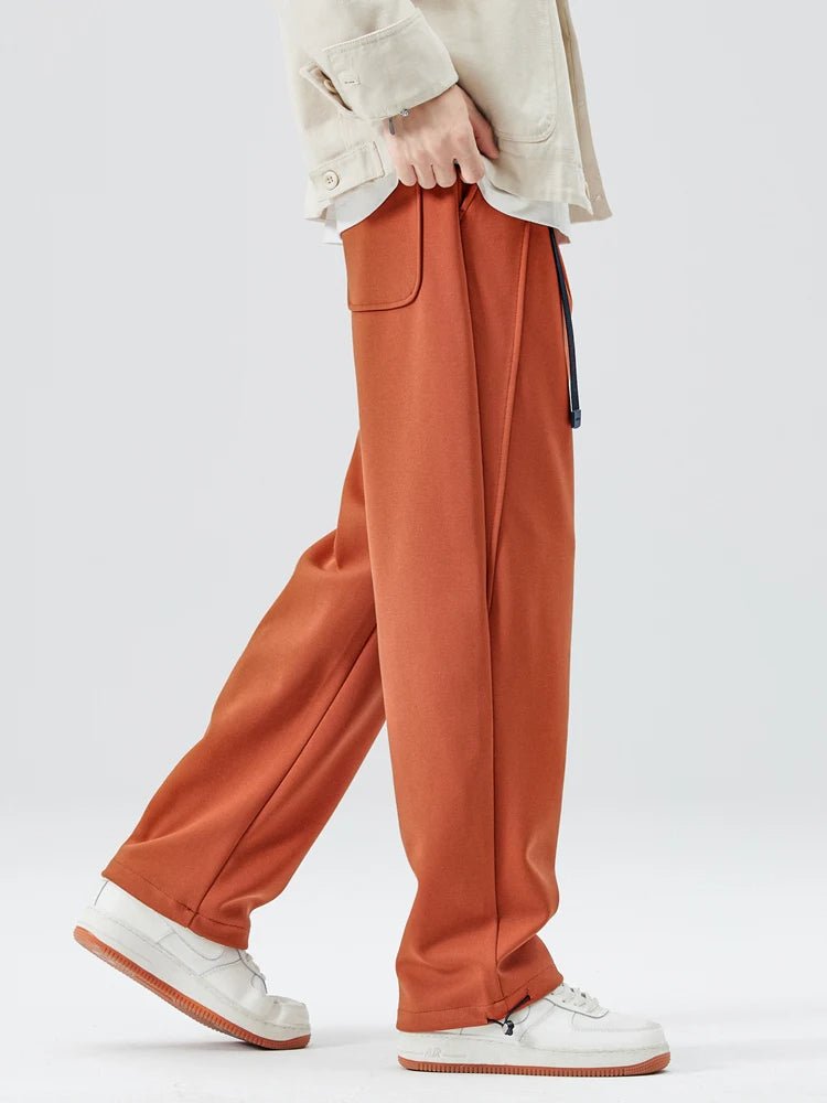 Men's Wide Leg Drawstring Waist Pants with Side Pockets