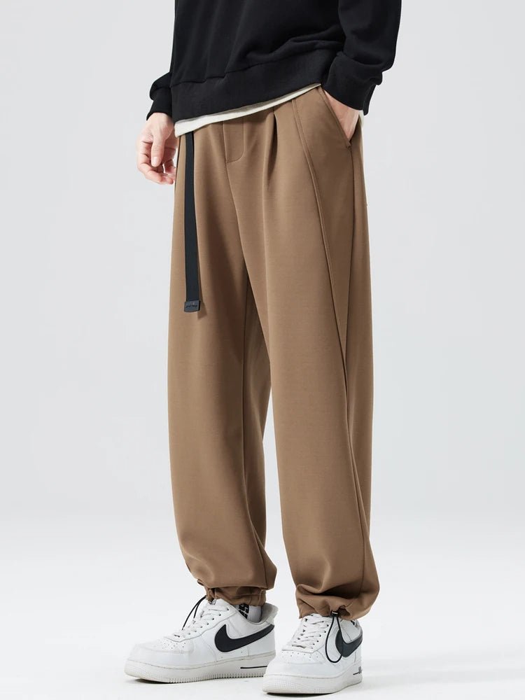 Men's Wide Leg Drawstring Waist Pants with Side Pockets