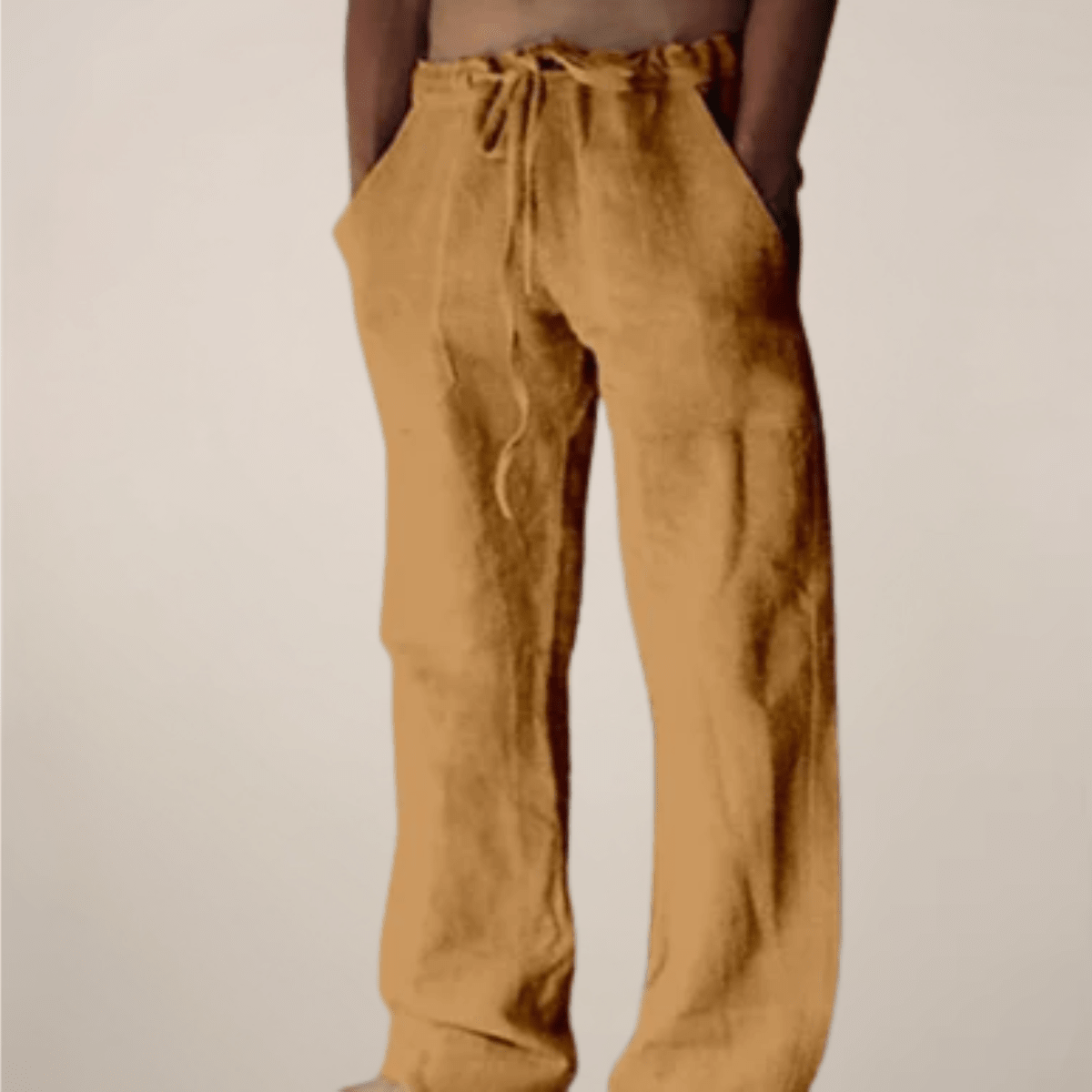 Men’s Wide - Leg Linen Pants with Elasticated Waist and Drawstring