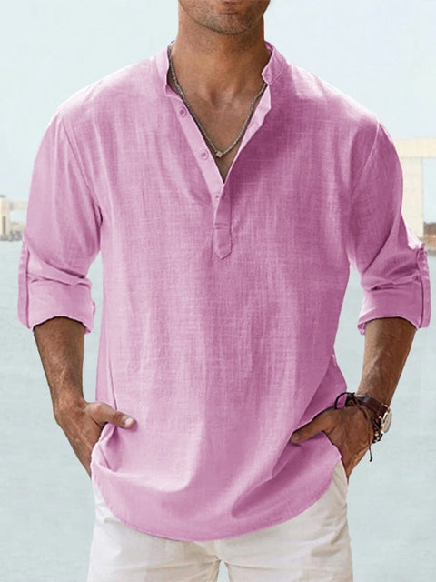 Men's Linen Shirt V-Neck
