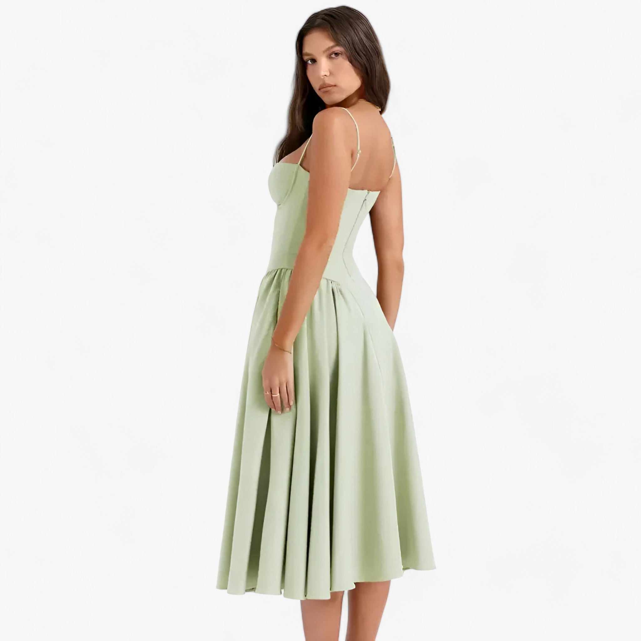 Women’s Corset Midi Dress – Timeless Elegance with Structured Bodice