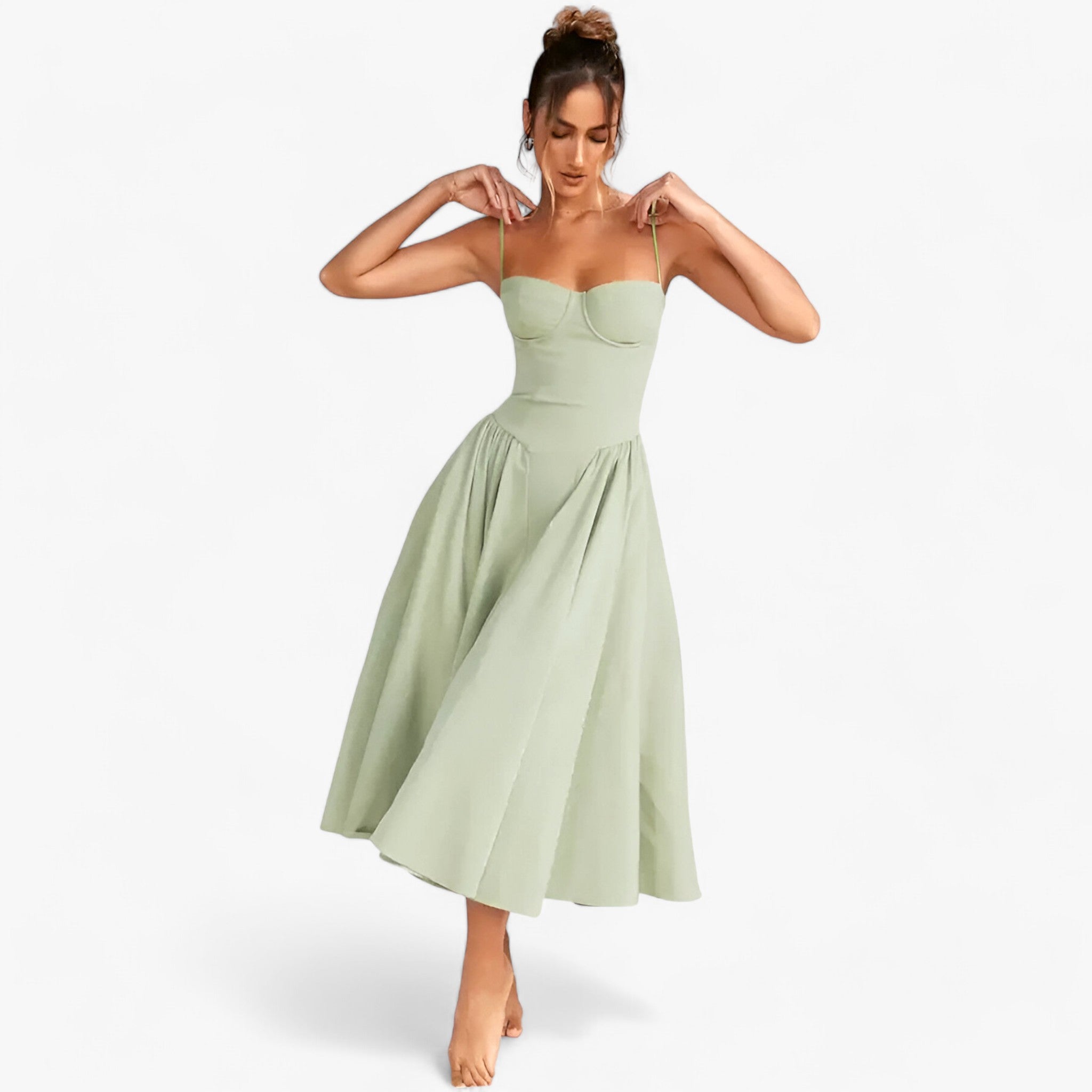 Women’s Corset Midi Dress – Timeless Elegance with Structured Bodice