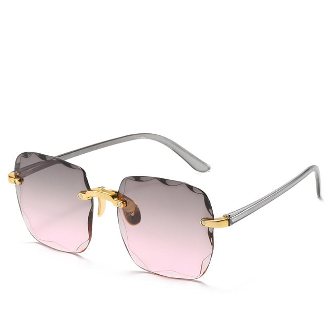 Women's Sunglasses Rimless Oversized Square Gradient Lenses
