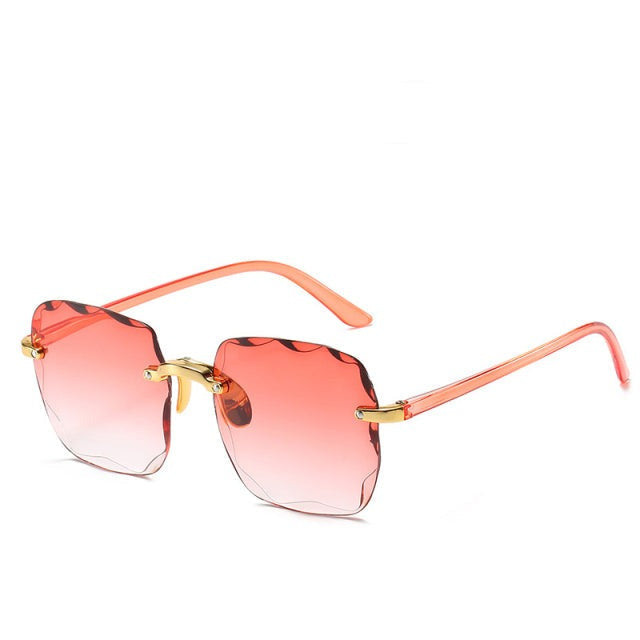 Women's Sunglasses Rimless Oversized Square Gradient Lenses