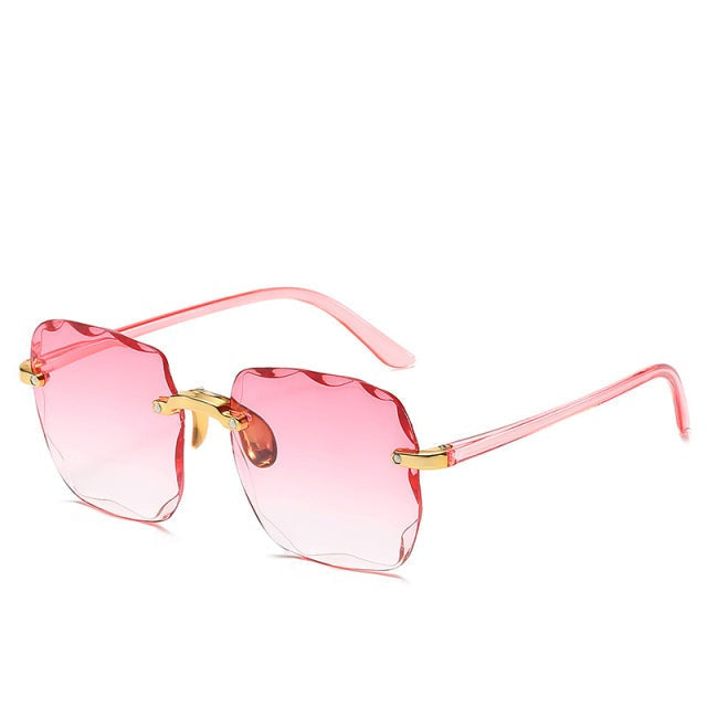 Women's Sunglasses Rimless Oversized Square Gradient Lenses