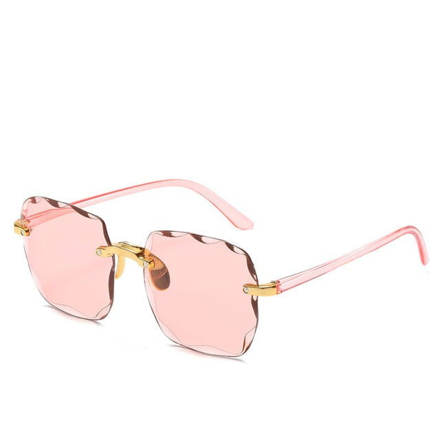 Women's Sunglasses Rimless Oversized Square Gradient Lenses