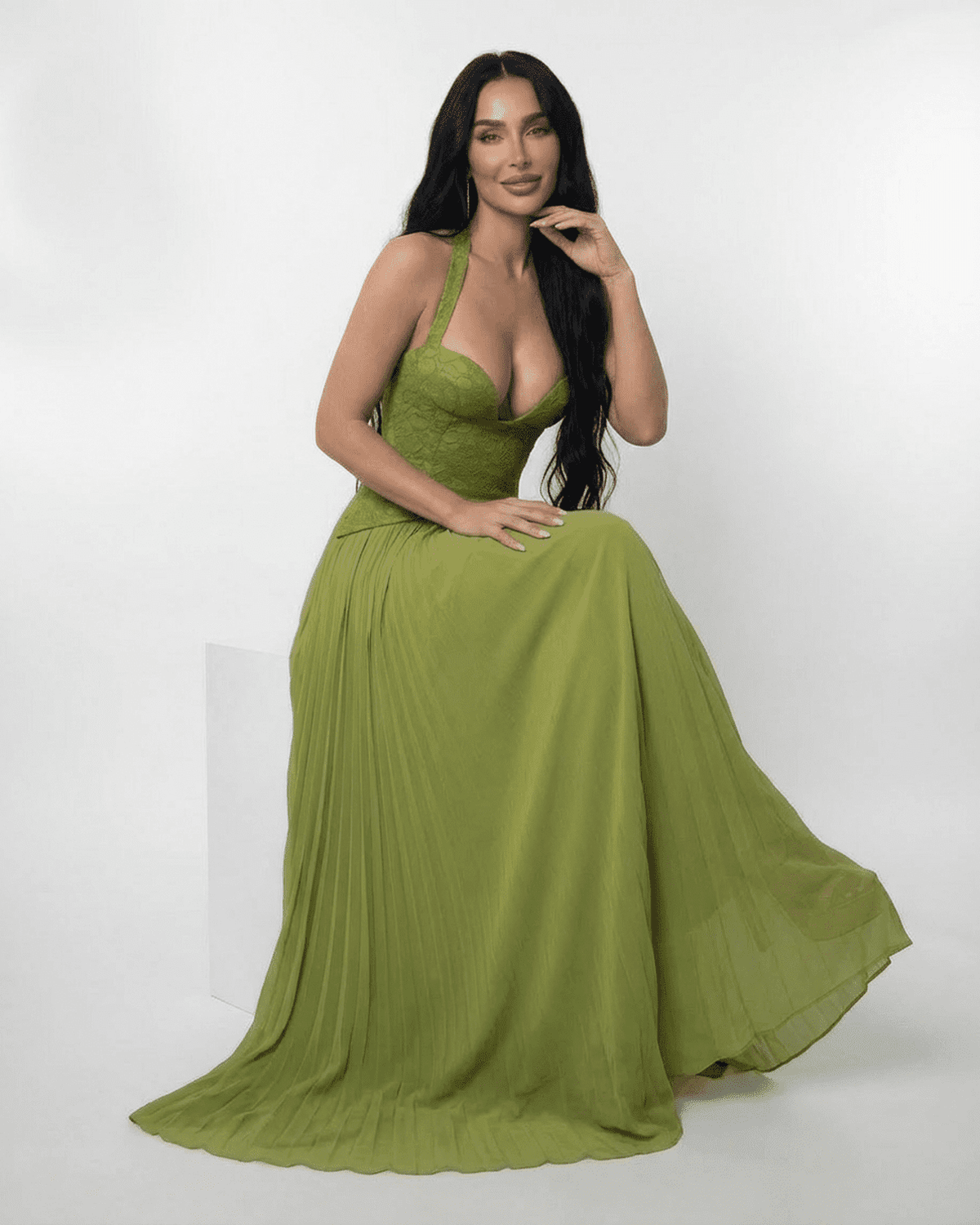 Robe maxi bustier à bretelles avec dos lacé pour femmes