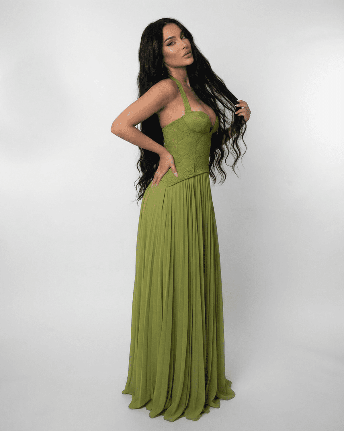 Robe maxi bustier à bretelles avec dos lacé pour femmes