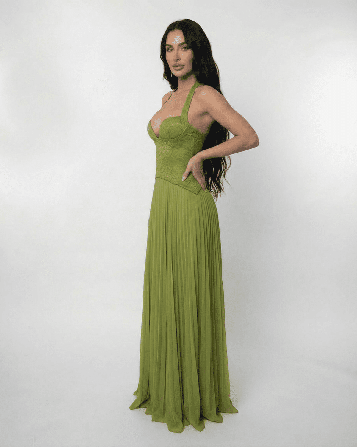 Robe maxi bustier à bretelles avec dos lacé pour femmes