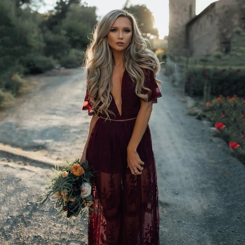 Women’s Boho Lace Maxi Dress – Romantic Sheer Overlay with Elegant Silhouette