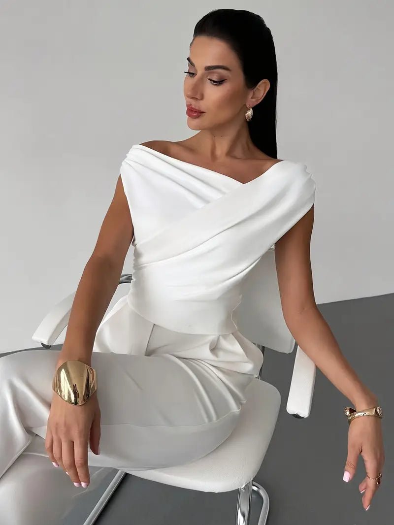 Women’s Draped Off - Shoulder Top with Asymmetrical Neckline