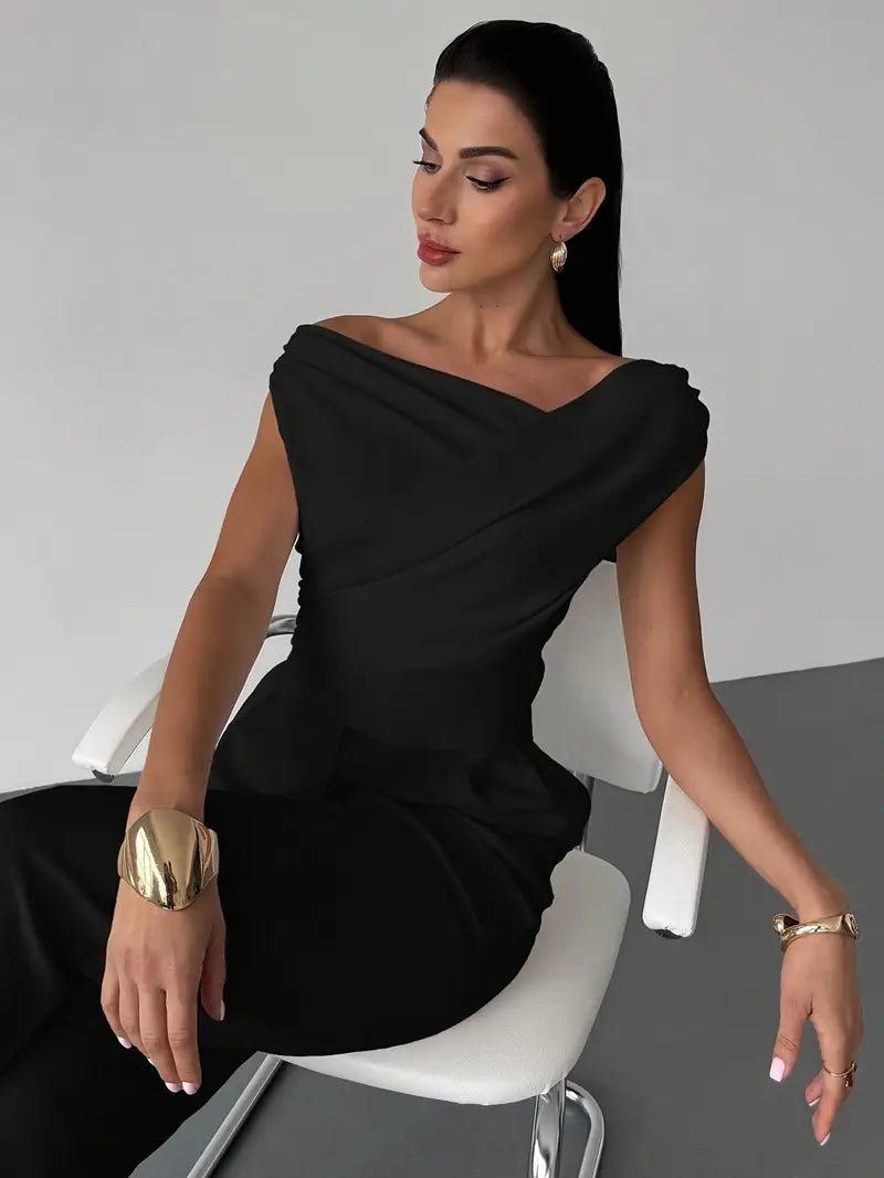 Women’s Draped Off - Shoulder Top with Asymmetrical Neckline