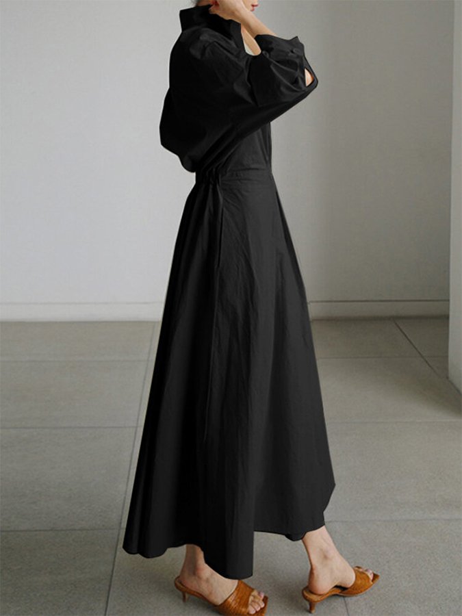 Women’s Elegant Maxi Dress – Structured Waist with Fluid Full - Length Silhouette