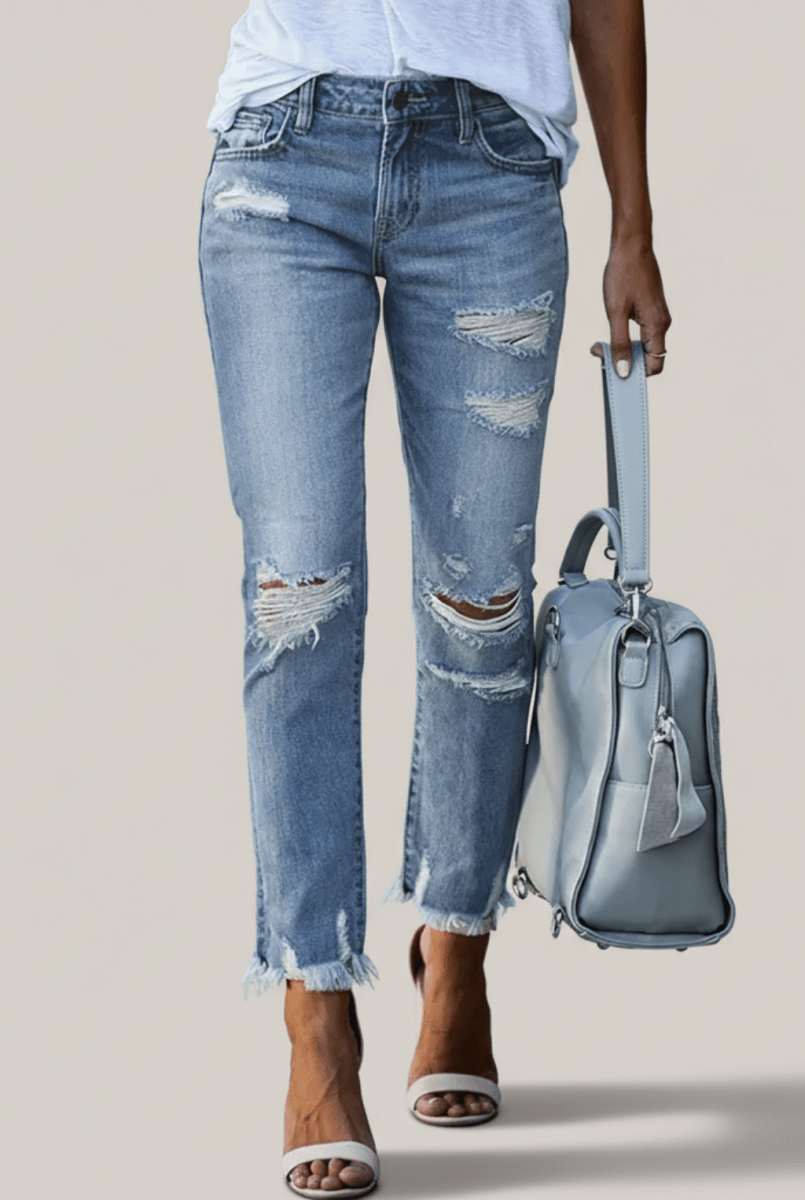 Women’s High - Waist Distressed Skinny Jeans – Sculpted Fit with Modern Edge
