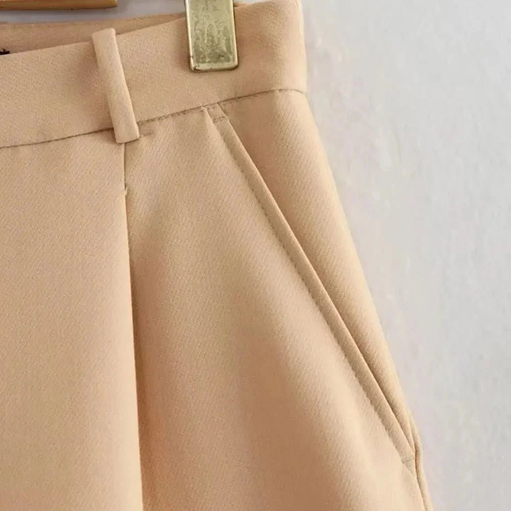 Women’s High - Waist Pleated Shorts with Belt and Side Pockets