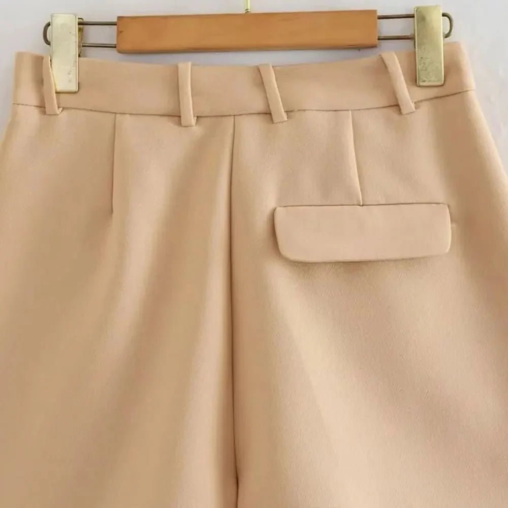 Women’s High - Waist Pleated Shorts with Belt and Side Pockets