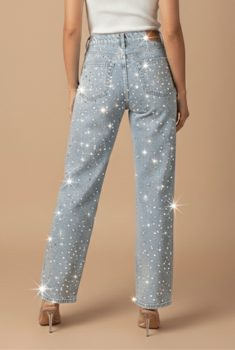 Women’s High - Waist Straight - Leg Jeans with Subtle Sparkle Finish