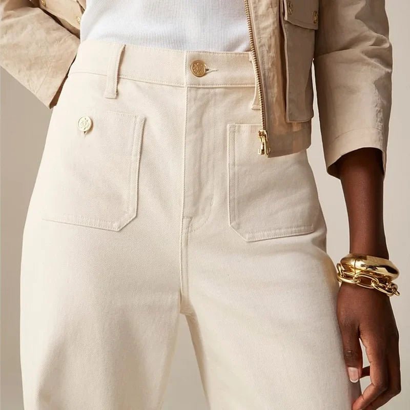 Women’s High - Waist Wide - Leg Jeans – Structured Tailored Fit Denim Pants