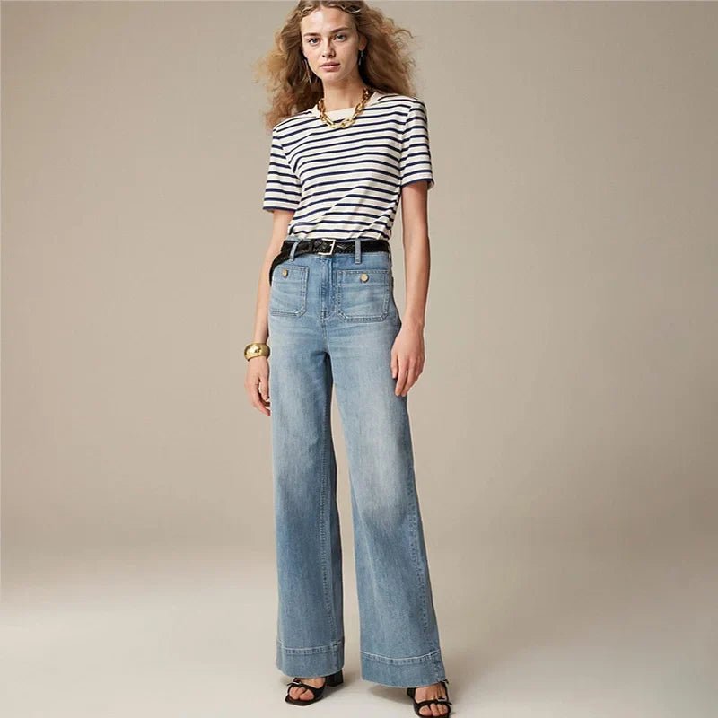 Women’s High - Waist Wide - Leg Jeans – Structured Tailored Fit Denim Pants