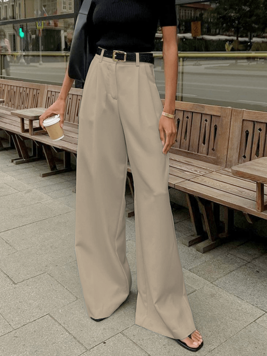 Women’s High - Waist Wide - Leg Pants with Belt Loops