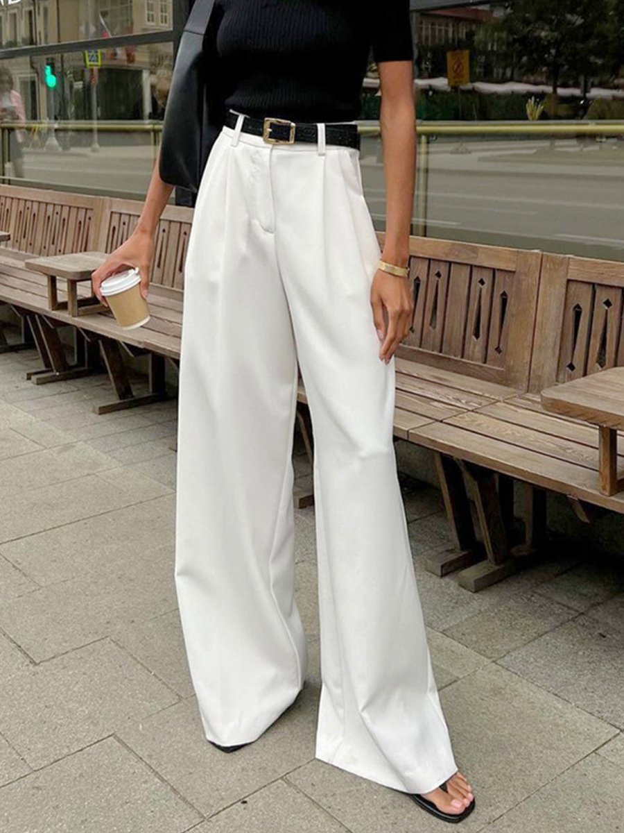Women’s High - Waist Wide - Leg Pants with Belt Loops