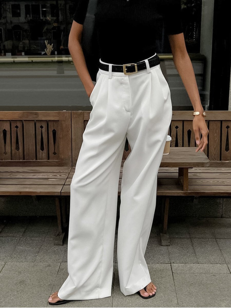 Women’s High - Waist Wide - Leg Pants with Belt Loops