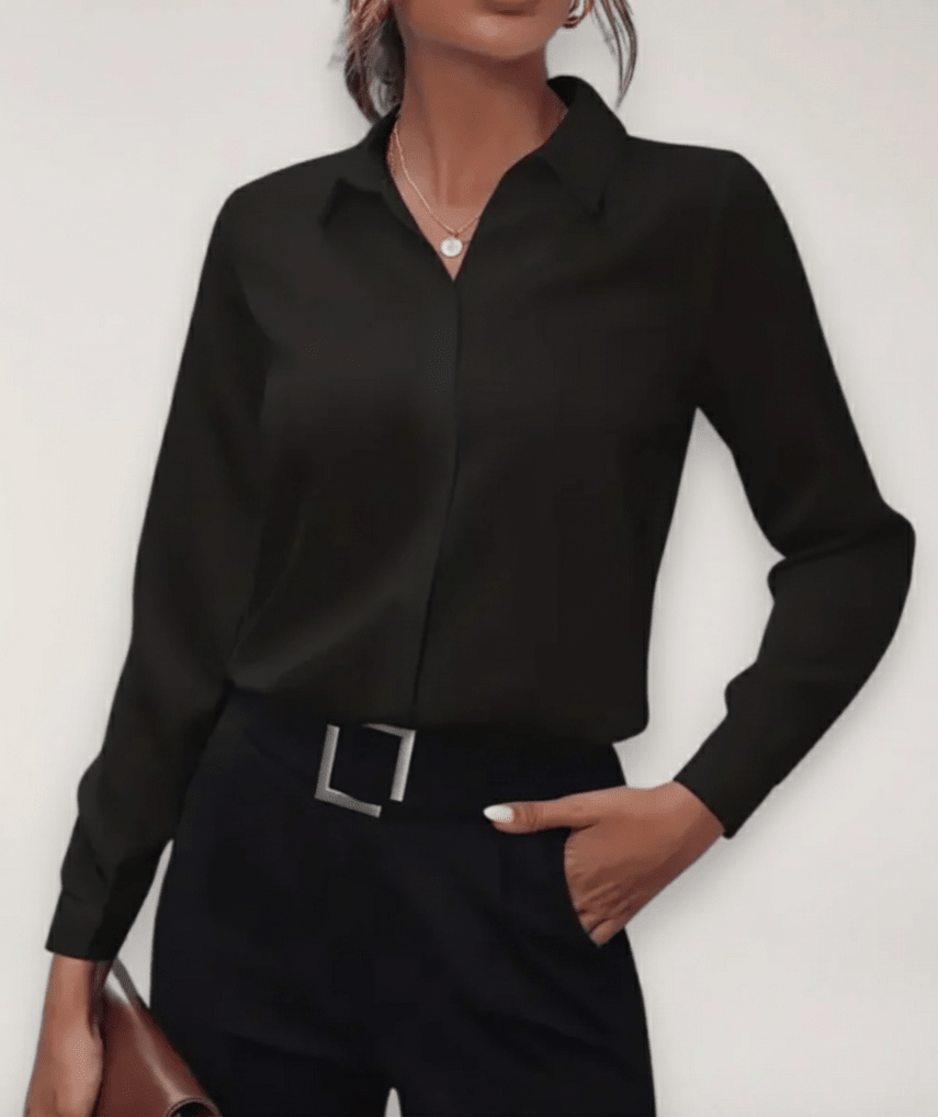 Women’s Long Sleeve Button - Up Blouse with Collared Neck