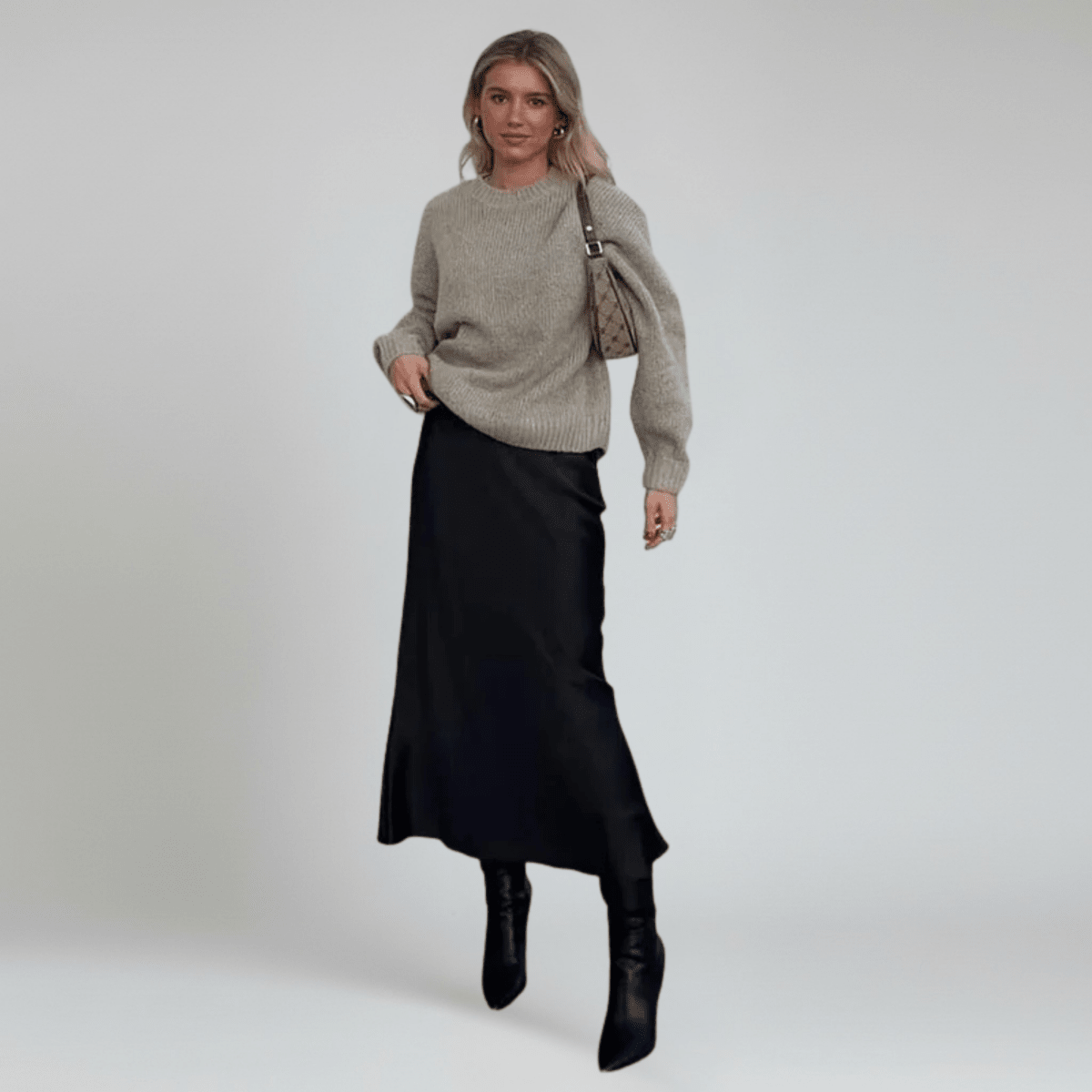 Women’s Midi Skirt with Smooth Finish and Flared Hem