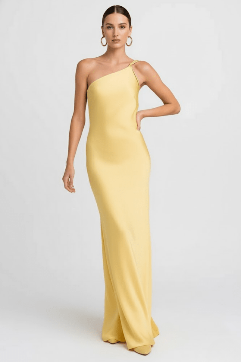 Women’s One - Shoulder Maxi Dress – Elegant Asymmetrical Evening Gown