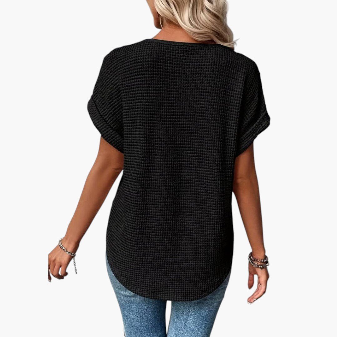 Women’s Round Neck T-Shirt with Elegant Lace Panel Detail